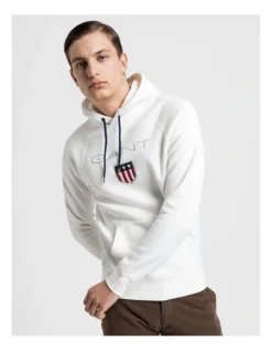 Gant Shield Sweat Hoodie In White