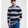 Gant Rugger Original Bar Stripe Rugby Tops In Grey Marle -Gant Shop 796765690 1 720x928
