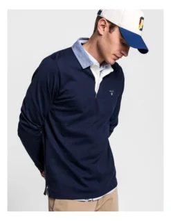 Gant Rugger Original Heavy Rugby Tops In Navy