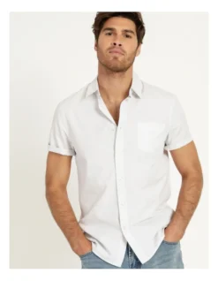 Daltry Dobby Short Sleeve Shirt White