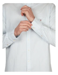 Gant Regular Oxford Banker Broadcloth Long Sleeve Shirt In Blue -Gant Shop 848977570 4 720x928