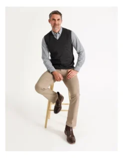 Australian Merino Vest In Charcoal