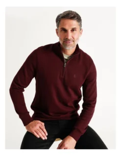 Bloomsbury Quarter Zip Sweater Wine