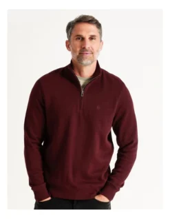 Bloomsbury Quarter Zip Sweater Wine -Gant Shop 879844510 3 720x928