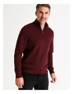 Bloomsbury Quarter Zip Sweater Wine -Gant Shop 879844510 4 720x928