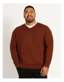 Australian Merino V-Neck In Copper