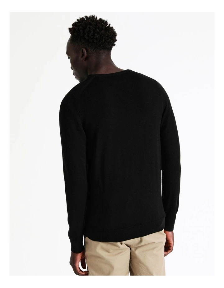 Australian Merino Crew Neck Knit In Black 8 Australian Merino Crew Neck Knit In Black - Image 6