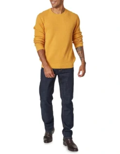 Lachlan Textured Cotton Crew Tumeric -Gant Shop 890980210 4 1 720x928