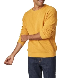 Lachlan Textured Cotton Crew Tumeric -Gant Shop 890980210 5 1 720x928