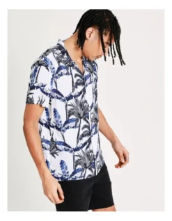 Mojave Cactus Print Short Sleeve Rayon Shirt In White -Gant Shop 899103160 6 720x928