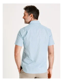 Oak Hill Print Short Sleeve Shirt In Light Blue -Gant Shop 899104330 4 720x928