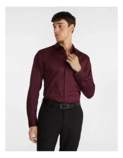 Portsea Slim Shirt Burgundy
