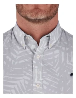 Palm Tree Poplin Short Sleeve Shirt In Grey -Gant Shop 916060510 4 720x928