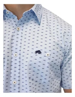 Embroided Ditsy Oxford Short Sleeve Shirt In Blue -Gant Shop 916936480 3 720x928