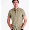 Lennon Linen Short Sleeve Shirt In Khaki
