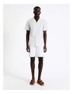 Samson Stripe Short Sleeve Linen Blend Shirt In Blue 11 Samson Stripe Short Sleeve Linen Blend Shirt In Blue -Gant Shop 918593200 3 720x928