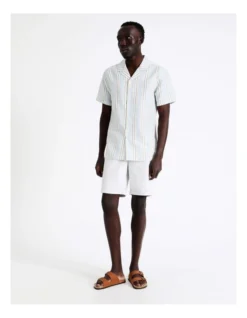 Samson Stripe Short Sleeve Linen Blend Shirt In Blue 13 Samson Stripe Short Sleeve Linen Blend Shirt In Blue -Gant Shop 918593200 5 720x928