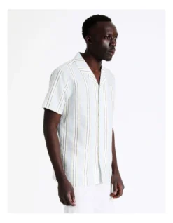 Samson Stripe Short Sleeve Linen Blend Shirt In Blue 14 Samson Stripe Short Sleeve Linen Blend Shirt In Blue -Gant Shop 918593200 6 720x928