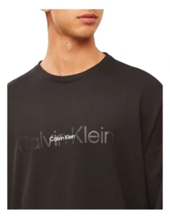 Calvin Klein Embossed Icon Lounge Long Sleeve Sweat Top In Black -Gant Shop 923733550 4 720x928