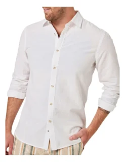 Collins Long Sleeve Linen Blend Shirt In White -Gant Shop 928138060 4 1 720x928