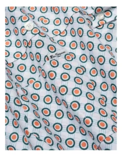 Ben Sherman Target Spot Print Short Sleeve Shirt In Orange -Gant Shop 928391410 4 720x928