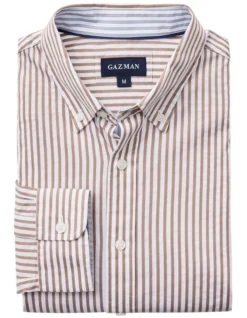 Casual Double Faced Stripe Long Sleeve Shirt In Chestnut -Gant Shop 930702970 4 720x928