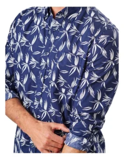 Casual Leaf Print Long Sleeve Shirt In Dark Navy 8 Casual Leaf Print Long Sleeve Shirt In Dark Navy -Gant Shop 930759490 3 720x928