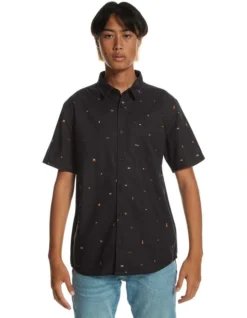 Quiksilver Spaced Out Short Sleeve Shirt In Tarmac
