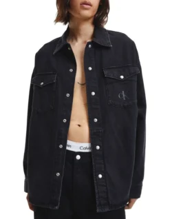Calvin Klein Jeans Oversized Shirt Jacket In Black