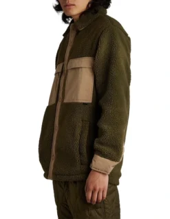 Tilley Two Tone Sherpa Jacket In Dark Khaki/Ochre -Gant Shop 941538520 3 720x928