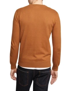 Oxford Crew Neck Cotton Cashmere Pullover In Bark -Gant Shop 948169630 3 720x928