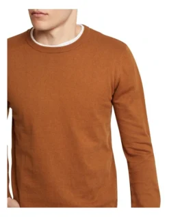 Oxford Crew Neck Cotton Cashmere Pullover In Bark -Gant Shop 948169630 4 720x928