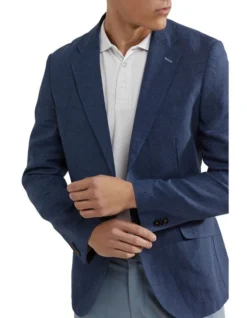 Oxford Milton Linen Blazer In Navy -Gant Shop 948783340 4 720x928