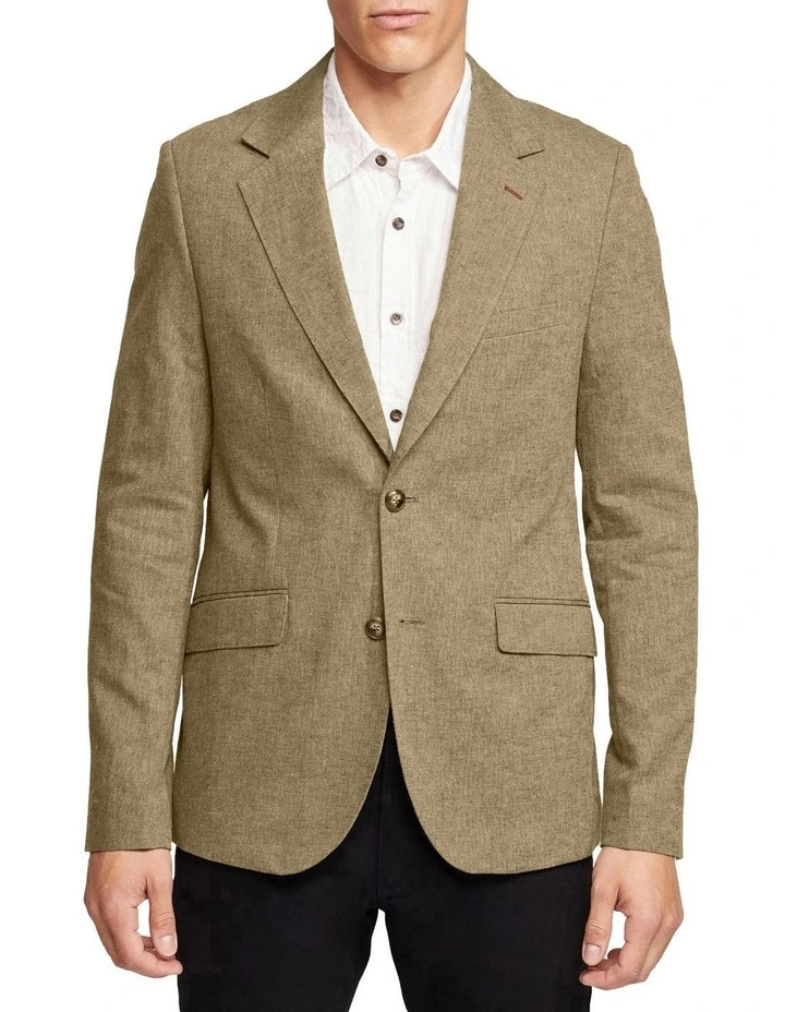 Oxford Blake Linen Cotton Blazer In Khaki 3 Oxford Blake Linen Cotton Blazer In Khaki