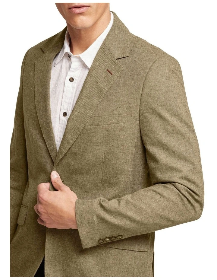 Oxford Blake Linen Cotton Blazer In Khaki 6 Oxford Blake Linen Cotton Blazer In Khaki - Image 4
