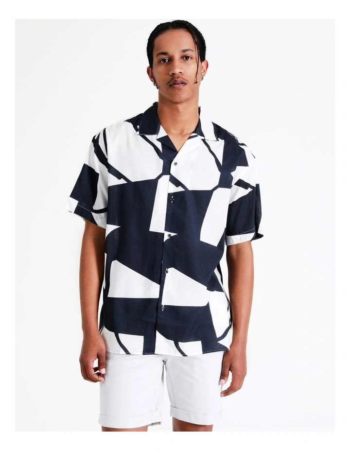 Jack & Jones Abstract Geo Resort Short Sleeve Shirt In Black/White 3 Jack & Jones Abstract Geo Resort Short Sleeve Shirt In Black/White