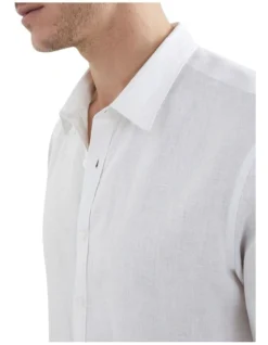 French Connection Linen Classic Fit Shirt In White -Gant Shop 952608790 4 1 720x928