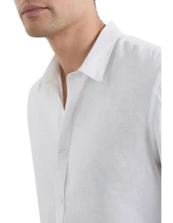 French Connection Linen Classic Fit Shirt In White -Gant Shop 952608790 5 720x928