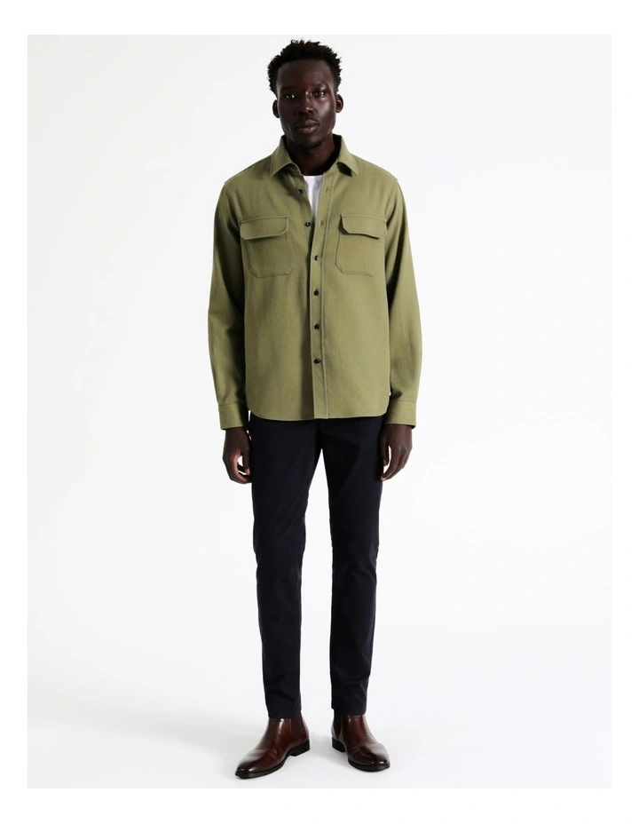 Tolga Textured Ls Overshirt In Green 3 Tolga Textured Ls Overshirt In Green