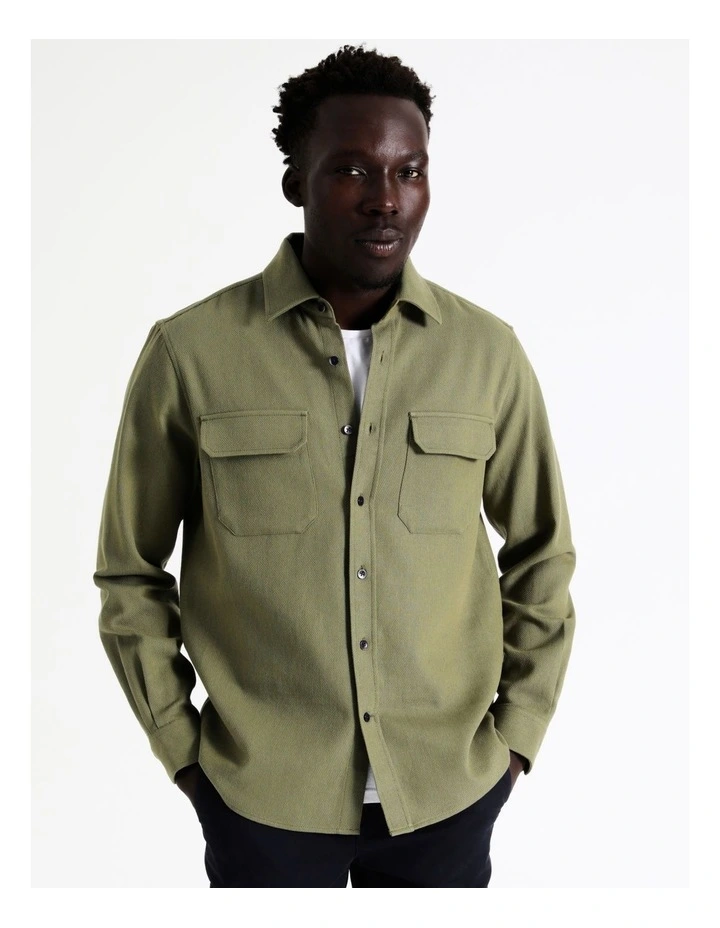 Tolga Textured Ls Overshirt In Green 5 Tolga Textured Ls Overshirt In Green - Image 3