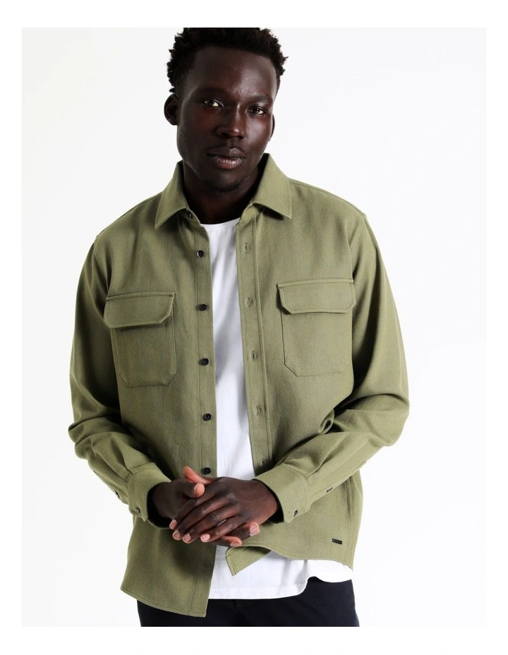 Tolga Textured Ls Overshirt In Green 7 Tolga Textured Ls Overshirt In Green - Image 5
