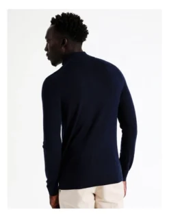 Australian Merino 1/4 Zip Knit In Navy -Gant Shop 956606230 6 720x928