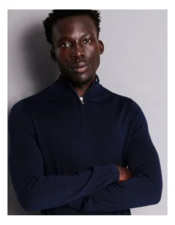 Australian Merino 1/4 Zip Knit In Navy -Gant Shop 956606230 7 720x928