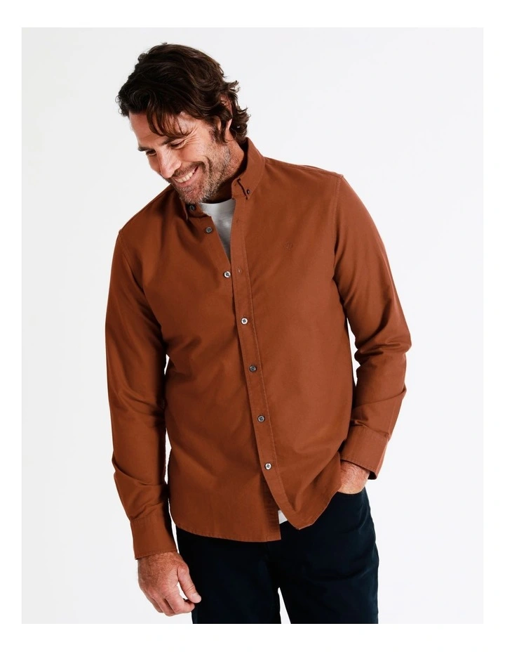 Harper Long Sleeve Oxford Shirt In Orange 5 Harper Long Sleeve Oxford Shirt In Orange - Image 3