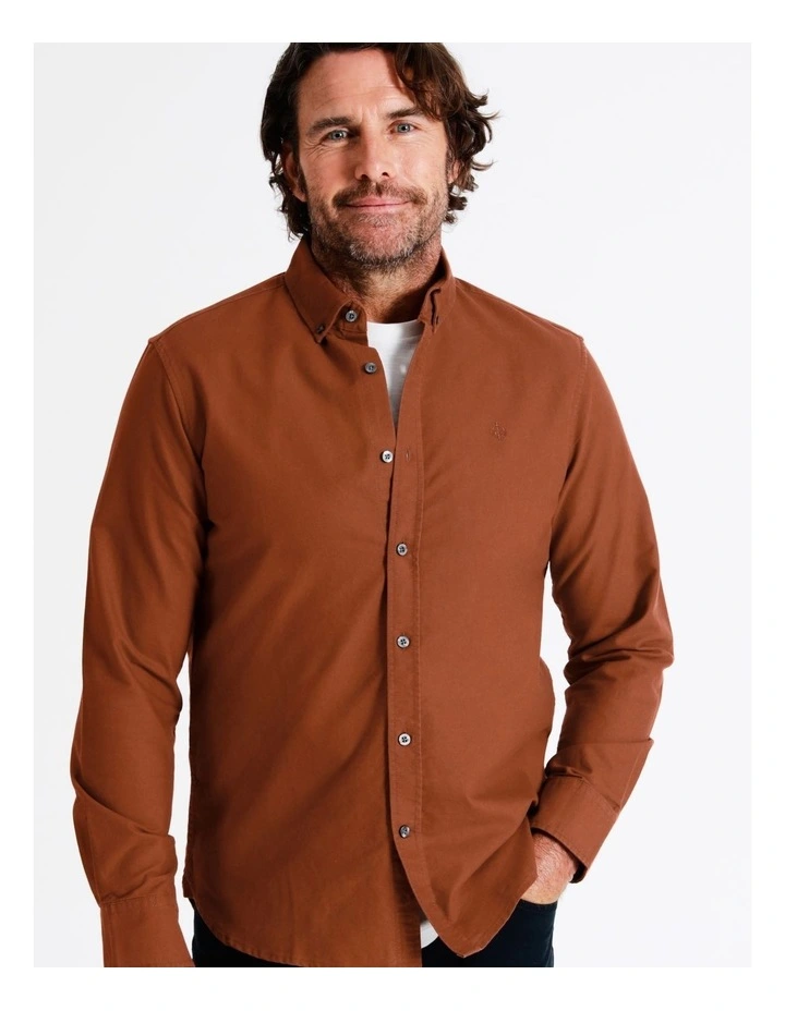 Harper Long Sleeve Oxford Shirt In Orange 7 Harper Long Sleeve Oxford Shirt In Orange - Image 5