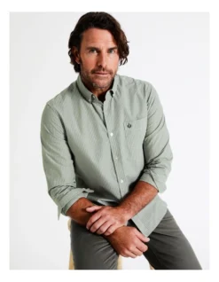 Harris Long Sleeve Stripe Shirt In Green