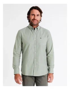 Harris Long Sleeve Stripe Shirt In Green -Gant Shop 956984140 3 720x928