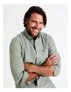 Harris Long Sleeve Stripe Shirt In Green -Gant Shop 956984140 4 720x928