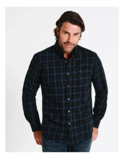 Croft Long Sleeve Check Shirt In Blue
