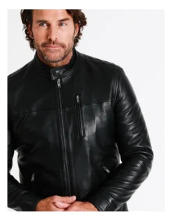 Hindley Stand Collar Leather Jacket In Black 11 Hindley Stand Collar Leather Jacket In Black -Gant Shop 956987740 3 720x928
